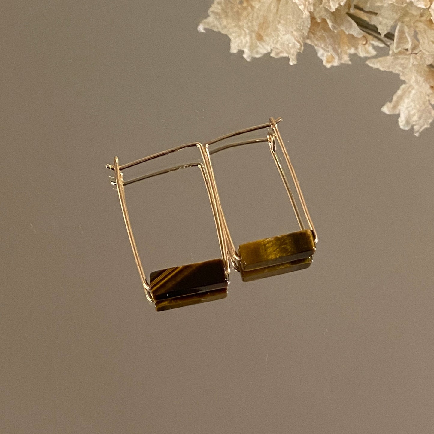 Rectangle Stone Bar Earrings