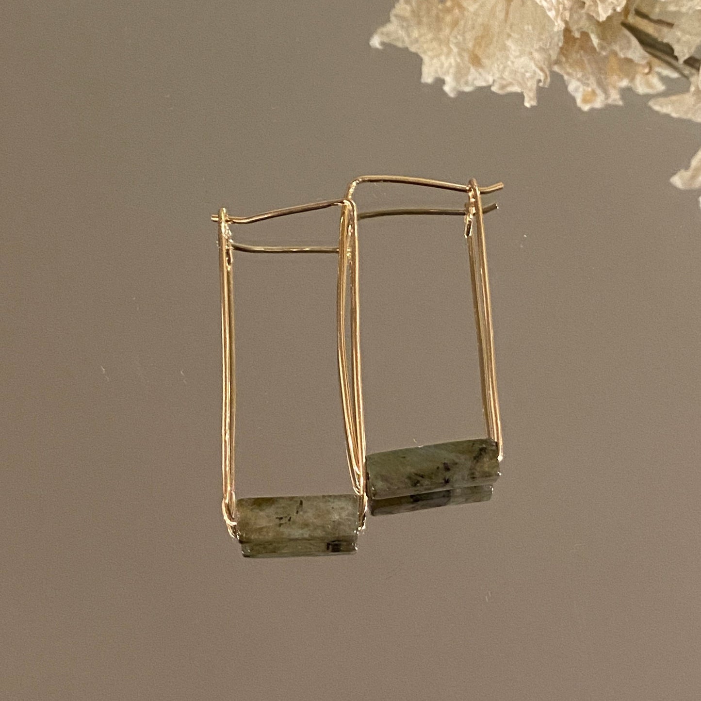 Rectangle Stone Bar Earrings