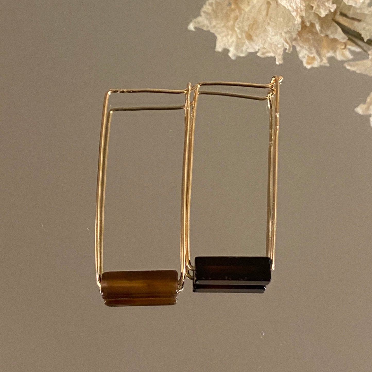 Rectangle Stone Bar Earrings