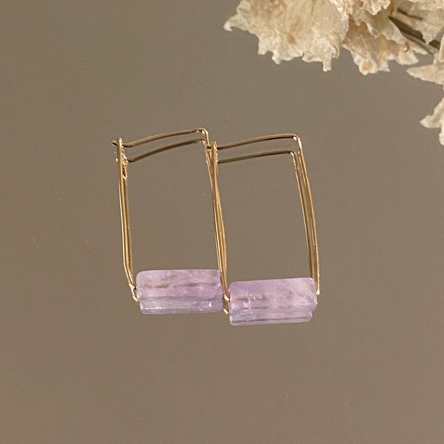 Rectangle Stone Bar Earrings