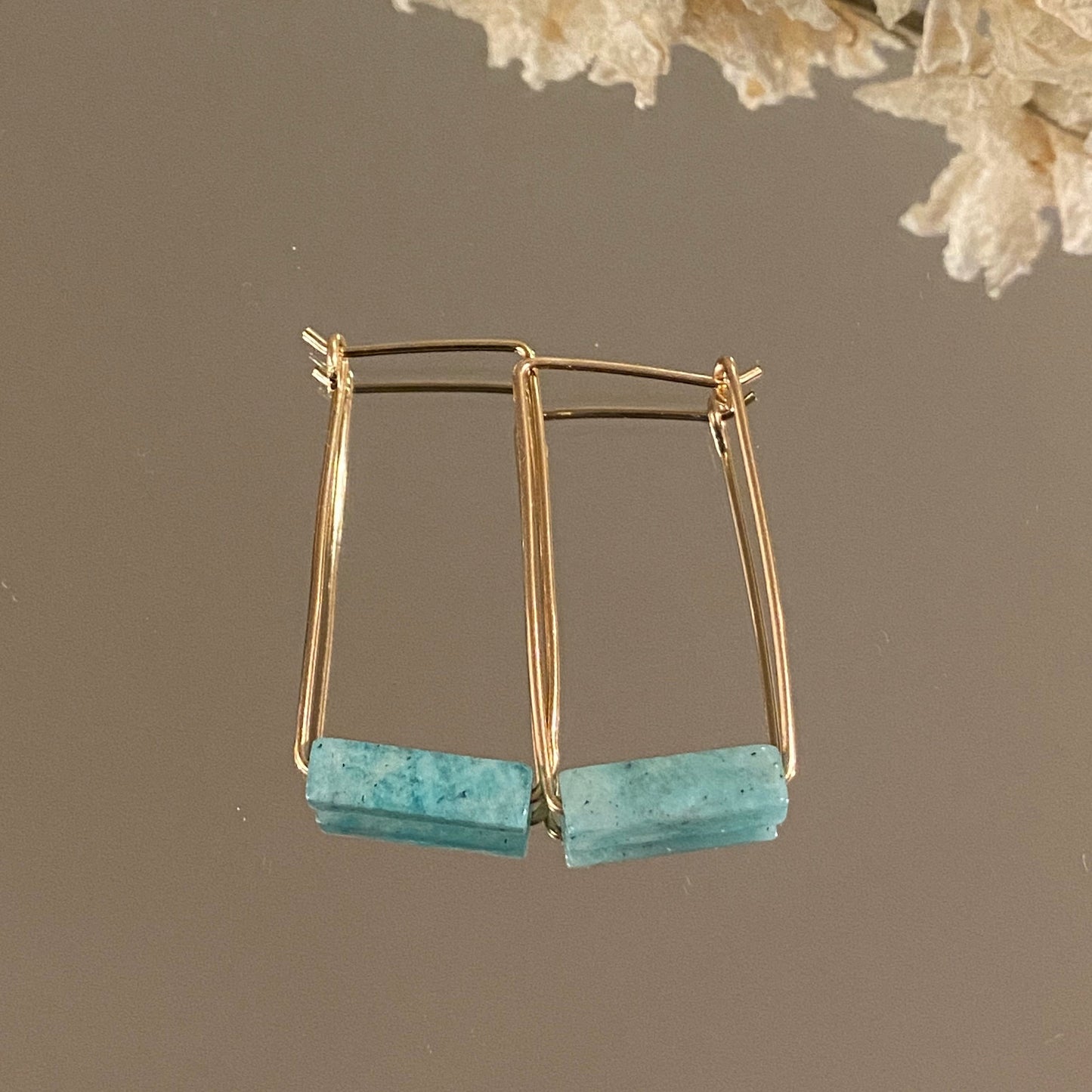 Rectangle Stone Bar Earrings