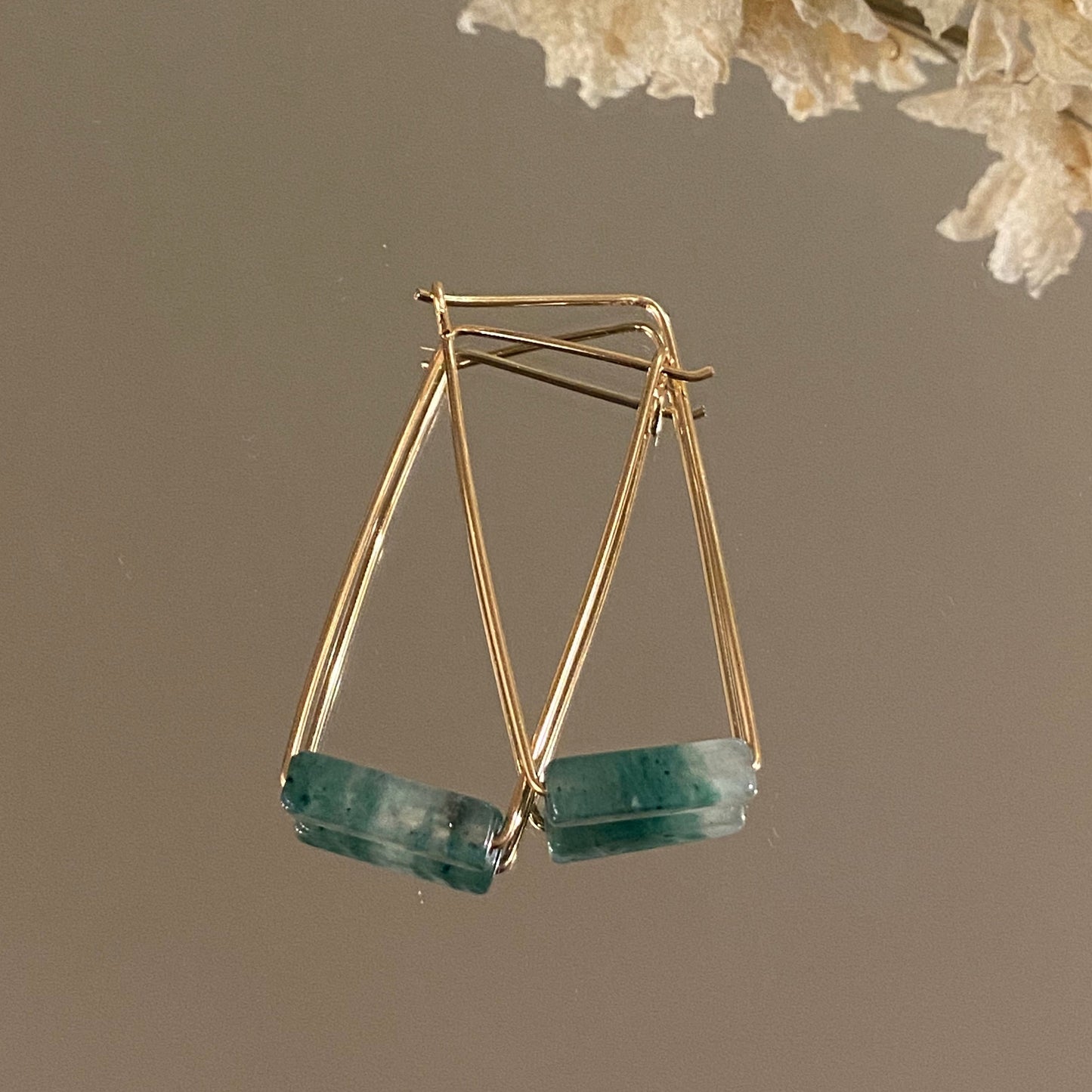 Rectangle Stone Bar Earrings