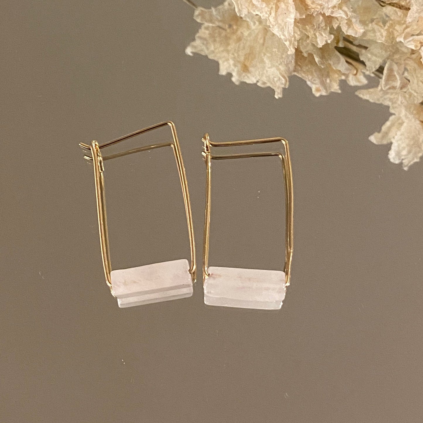 Rectangle Stone Bar Earrings