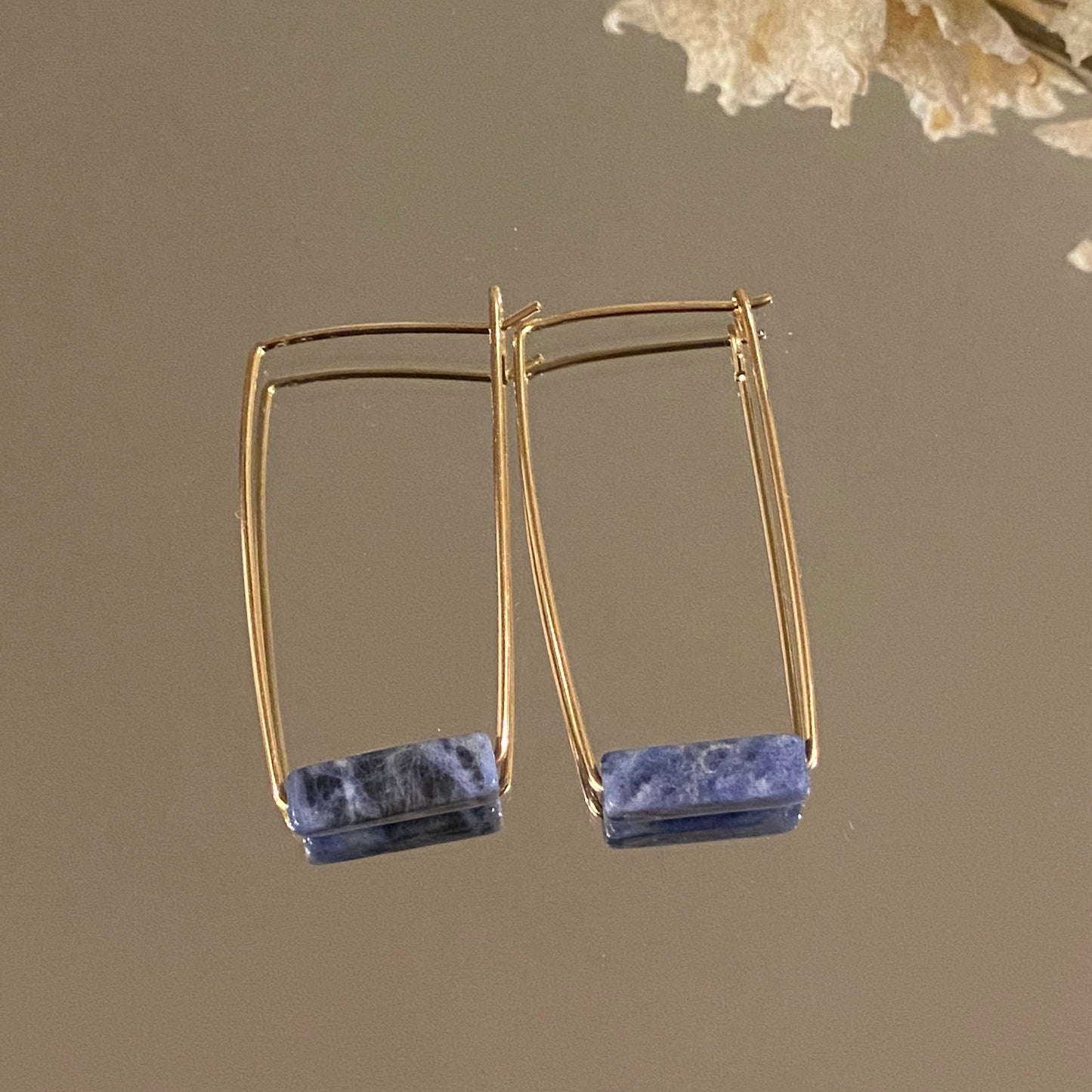 Rectangle Stone Bar Earrings