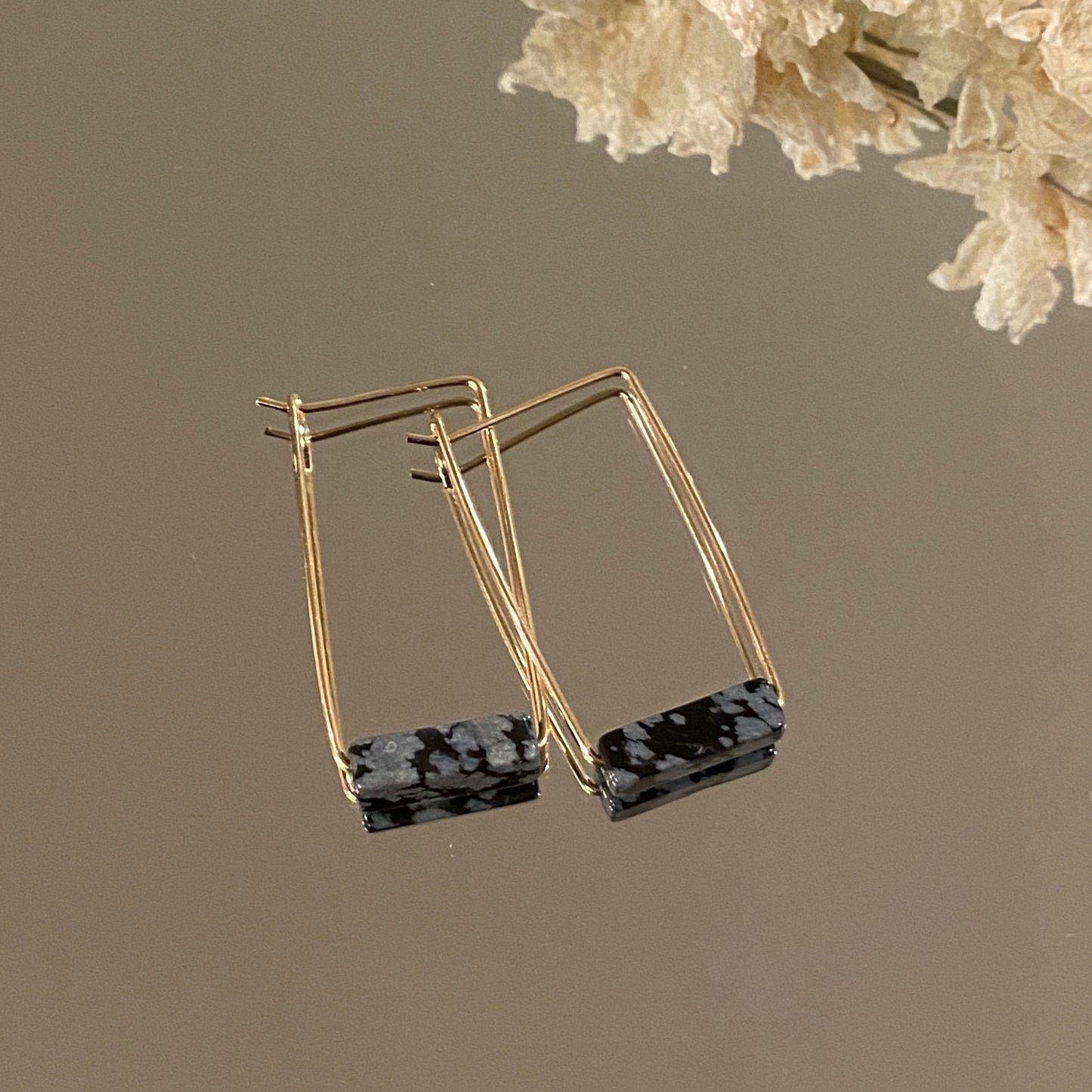Rectangle Stone Bar Earrings