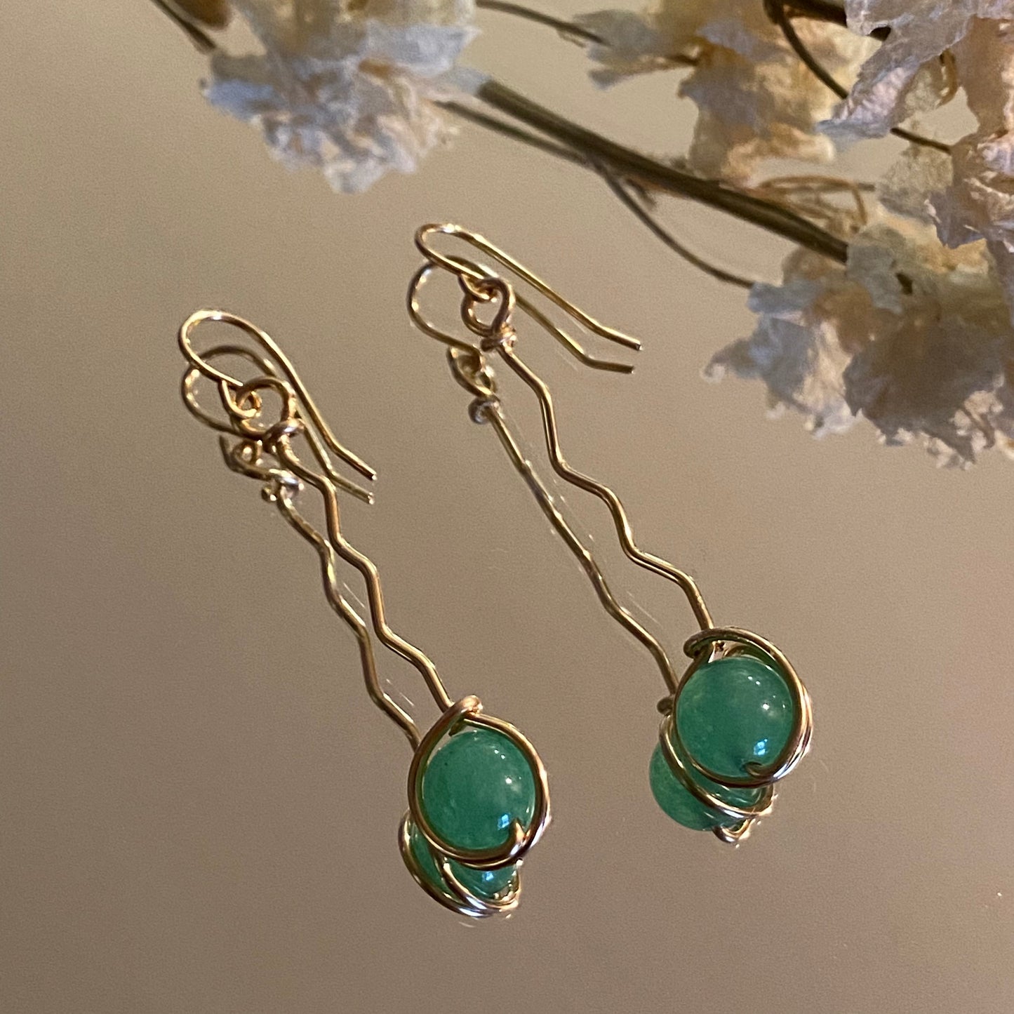 Aventurine Zig Zag Earrings
