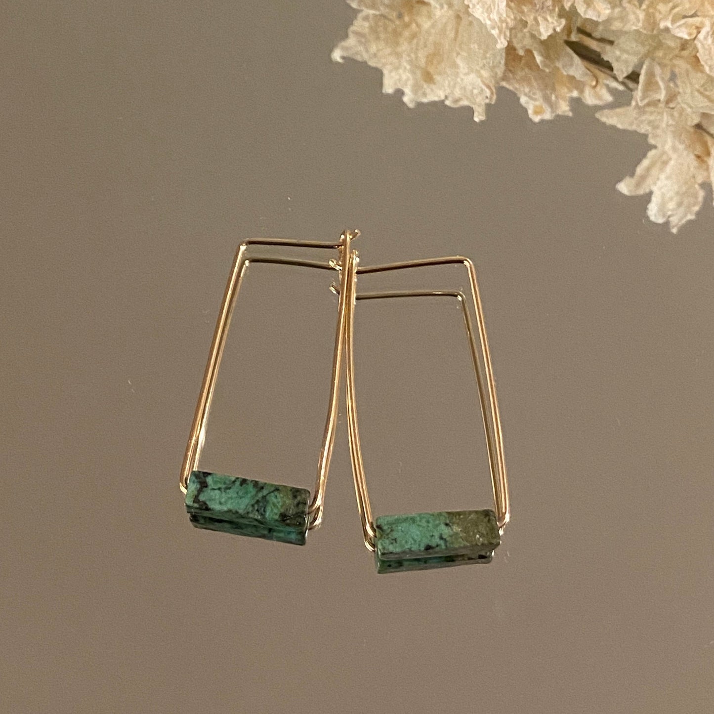 Rectangle Stone Bar Earrings
