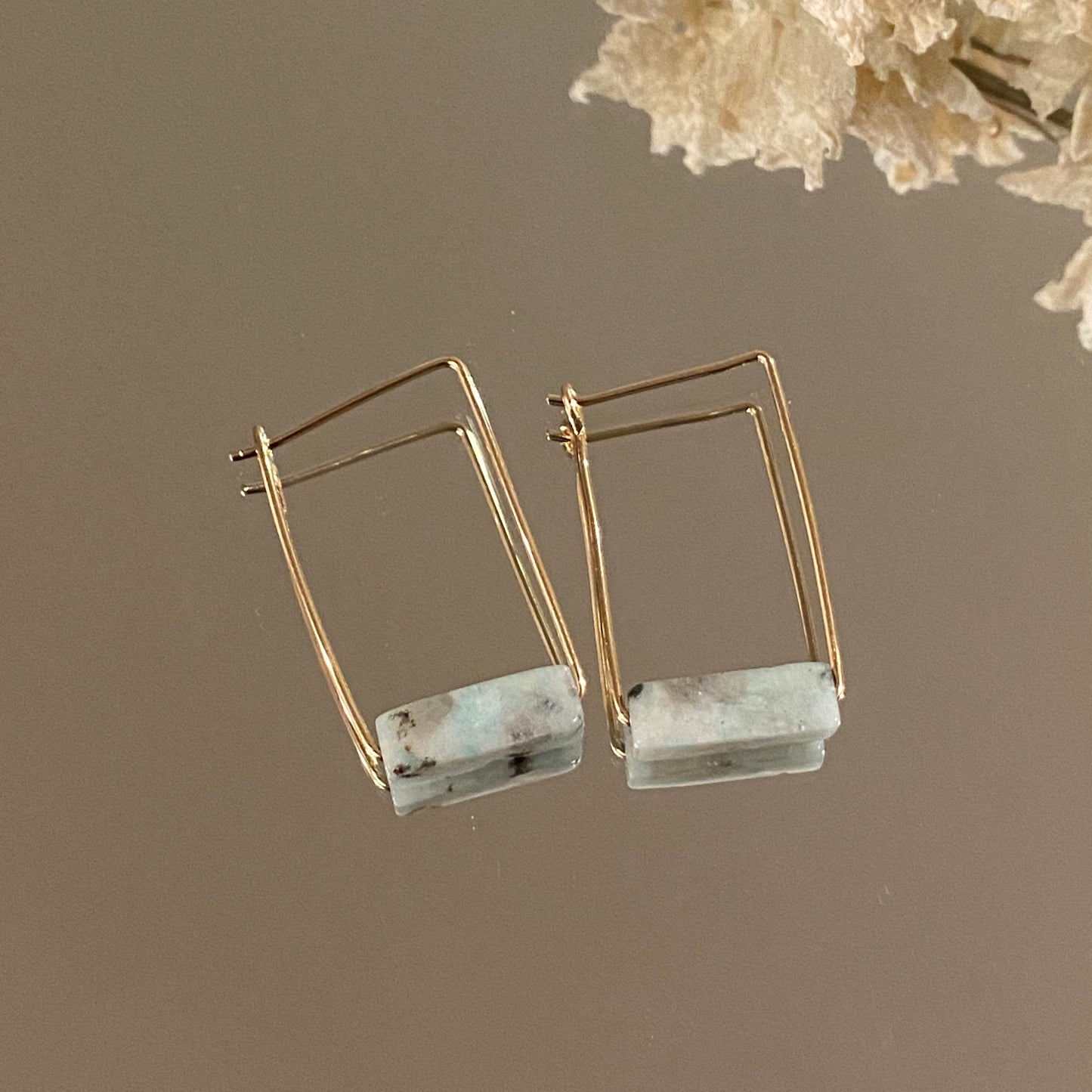 Rectangle Stone Bar Earrings