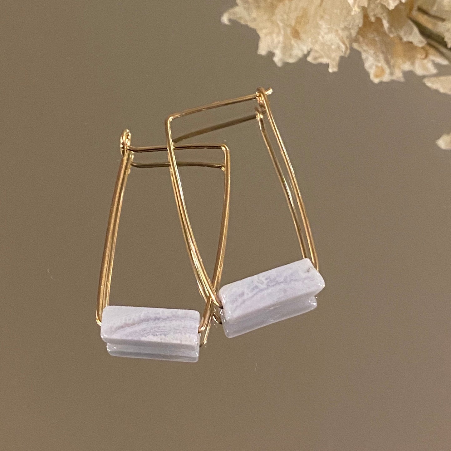 Rectangle Stone Bar Earrings