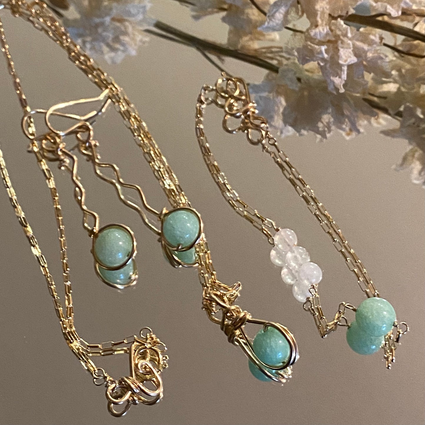 Mint Quartz Zig Zag Earrings