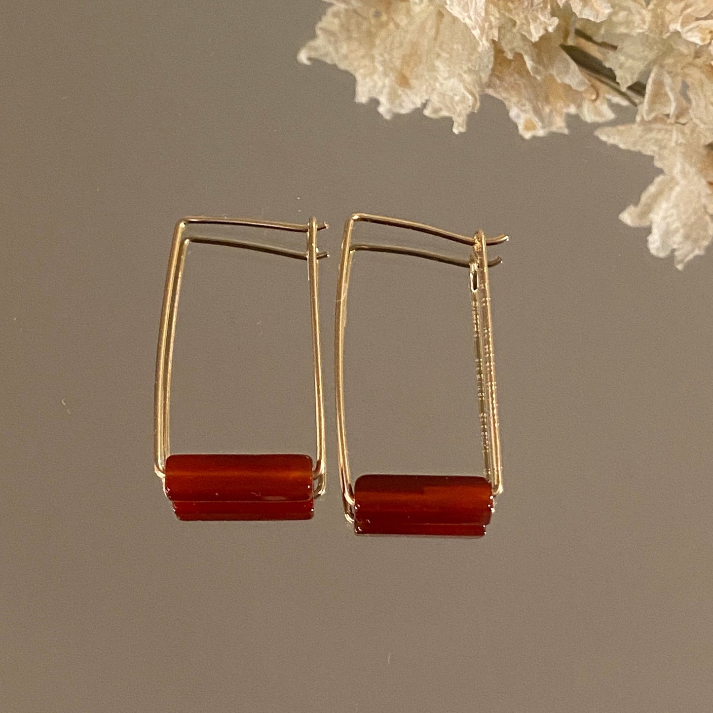 Rectangle Stone Bar Earrings