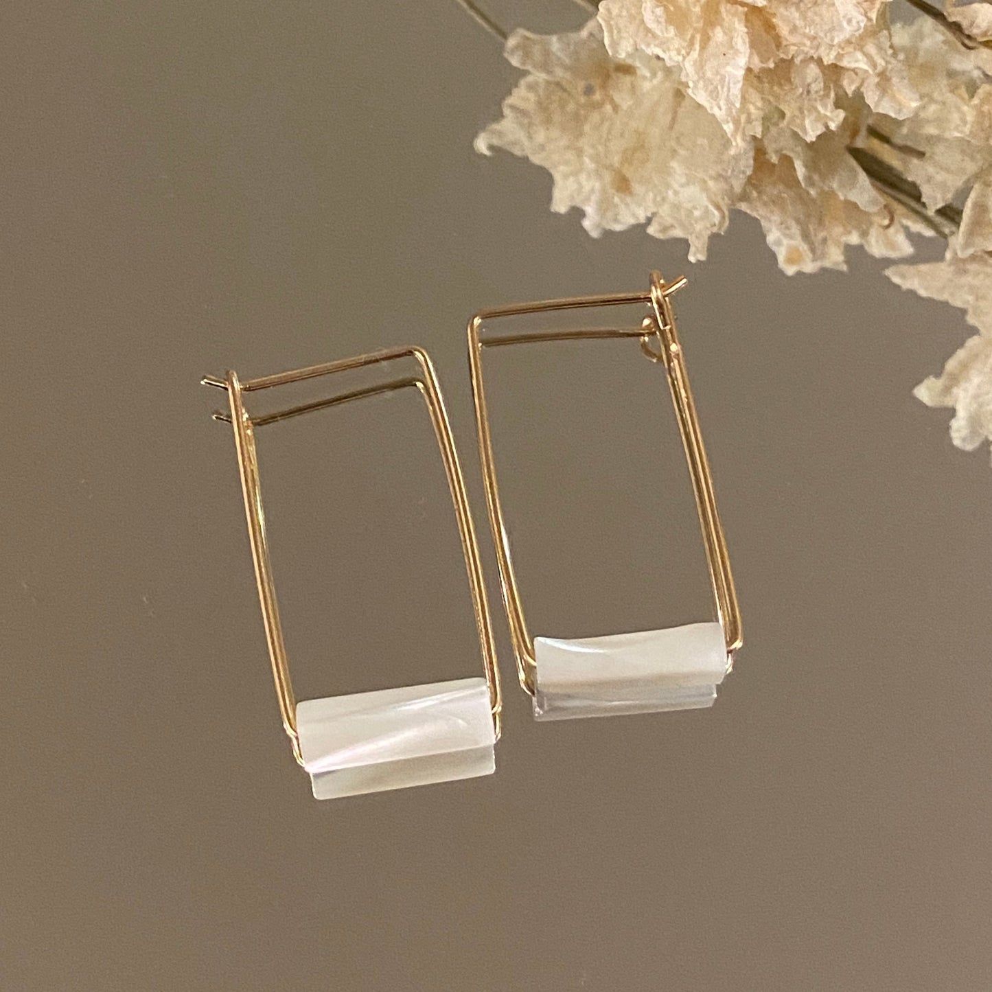 Rectangle Stone Bar Earrings