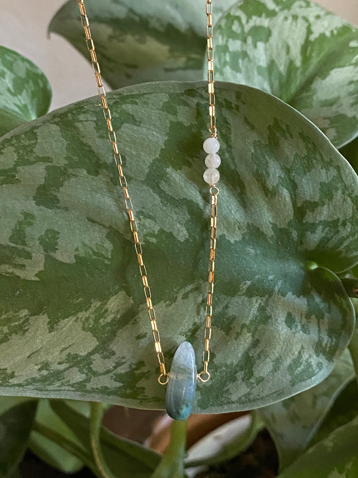 Moss Agate Necklace with Moonstone