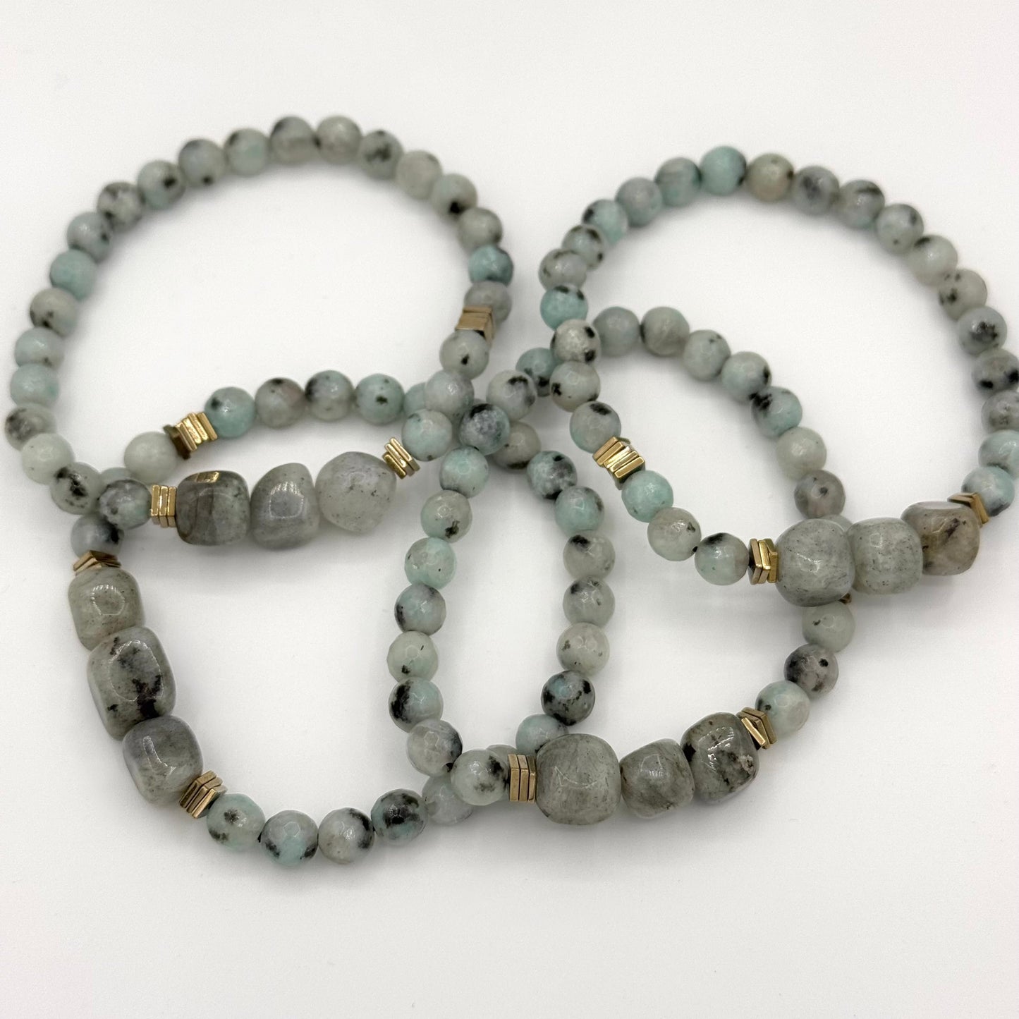 Kiwi Jasper and Labradorite Stretch Bracelet