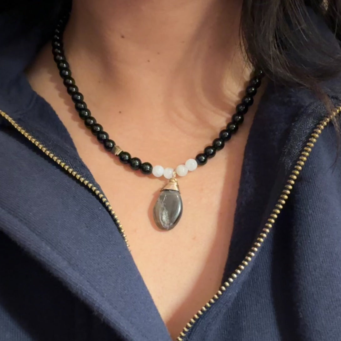 Black Moonstone & Tourmaline