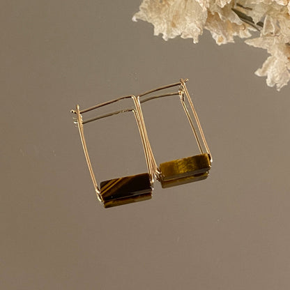 Rectangle Stone Bar Earrings