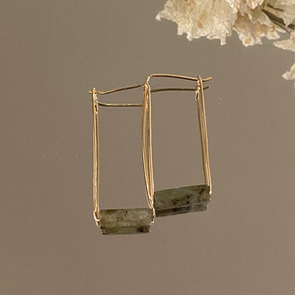 Rectangle Stone Bar Earrings