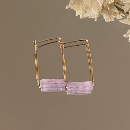Rectangle Stone Bar Earrings