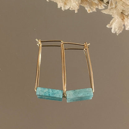 Rectangle Stone Bar Earrings
