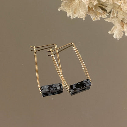 Rectangle Stone Bar Earrings
