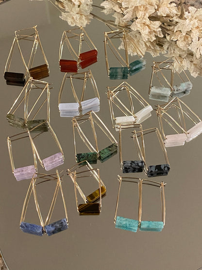 Rectangle Stone Bar Earrings
