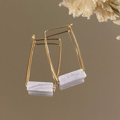Rectangle Stone Bar Earrings