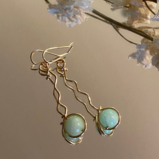 Mint Quartz Zig Zag Earrings